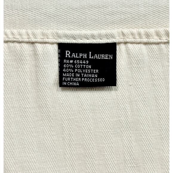 Ralph Lauren Tablecloth Oblong 80 x 56 Light Creamy Beige Cotton Blend Weave - Picture 4 of 8
